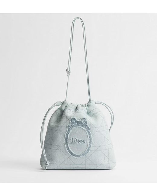 Dior Blue Blooming Drawstring Handbag