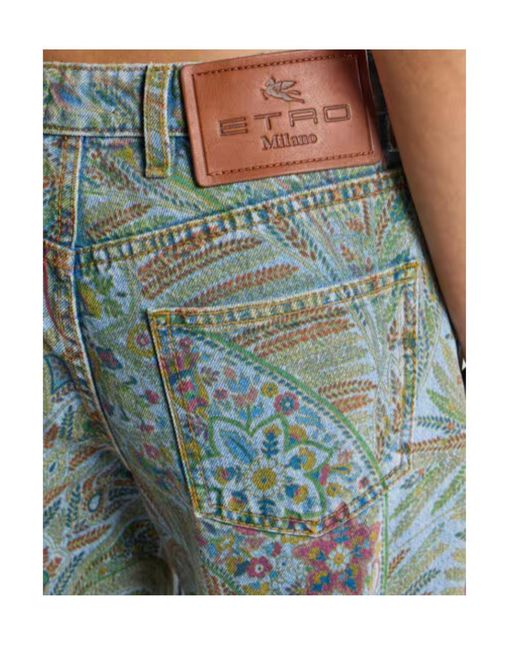Etro Green Paisley Patterned Jeans