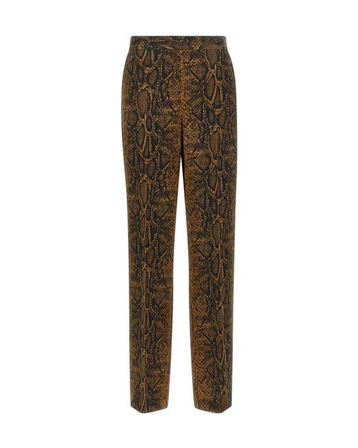 Twinset Brown Wide-Leg Animal Print Pants