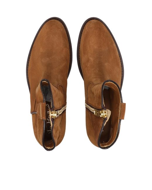 Via Roma 15 Brown Zippered Ankle Boots