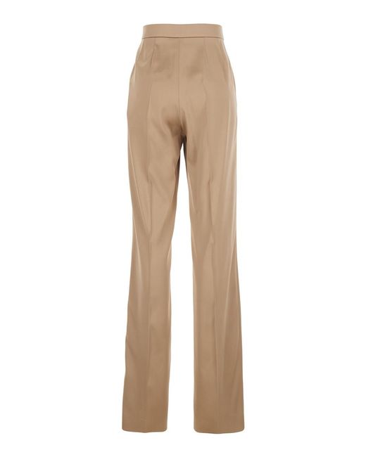 Valentino Natural Double Duchesse Stretch Straight Leg Pants
