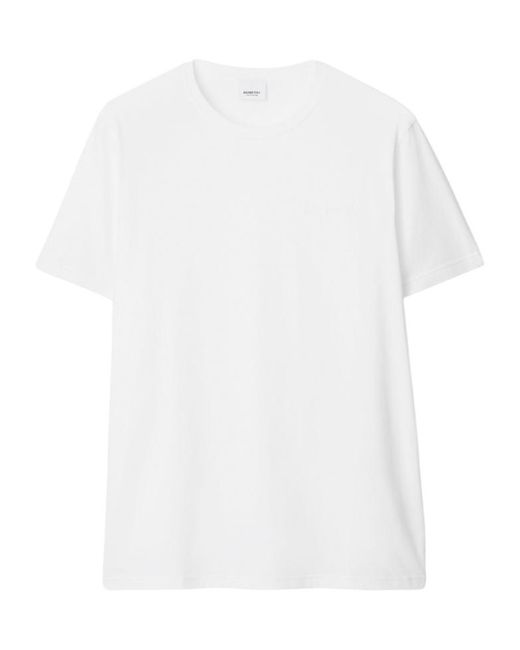 Burberry White Cotton T-Shirt for men