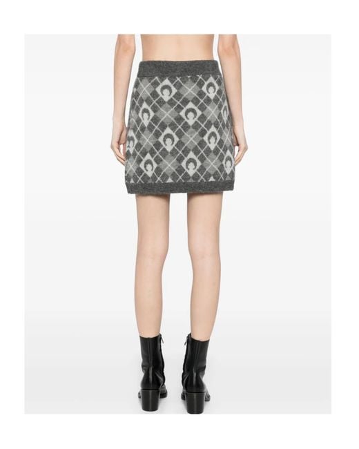 MARINE SERRE Gray Moon Argyle Knit Mini Skirt