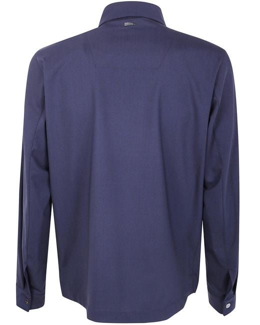 Herno Blue Button-Down Wool Shirt for men