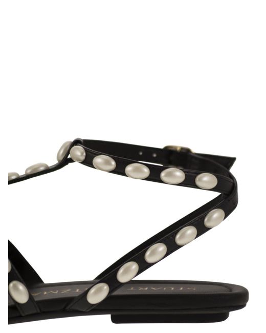 Stuart Weitzman Multicolor Embellished Pearlita Thong Sandals