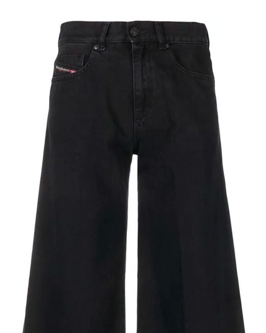DIESEL Black High Waist Wide-Leg Jeans