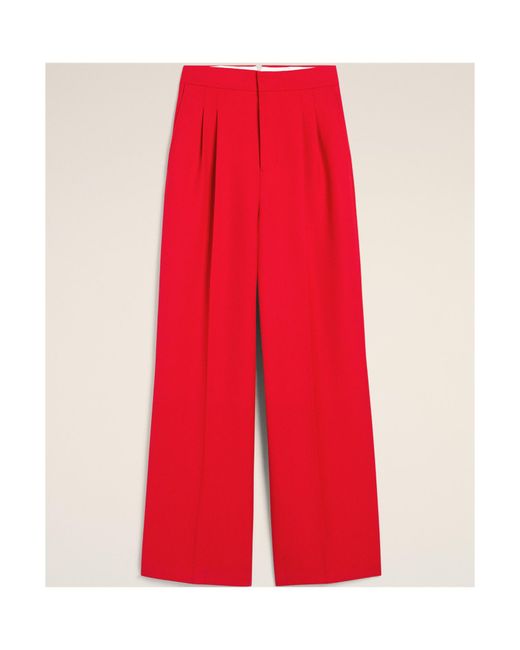 AMI Red High-Waist Wide-Leg Trousers