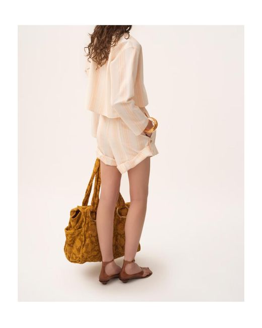 Chloé Natural Chloé Turn-Up Drawstring Shorts