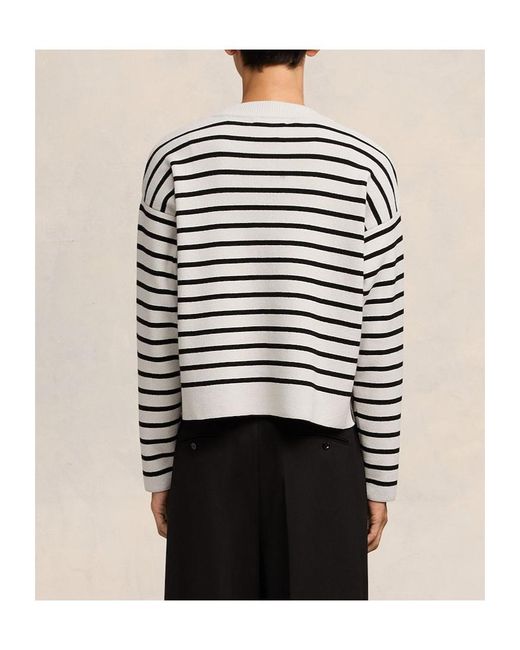 AMI White Ami Striped Long-Sleeved Jumper for men