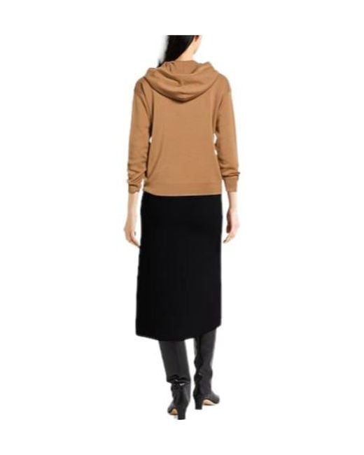 Max Mara Brown Wool Hooded Knit Sweater