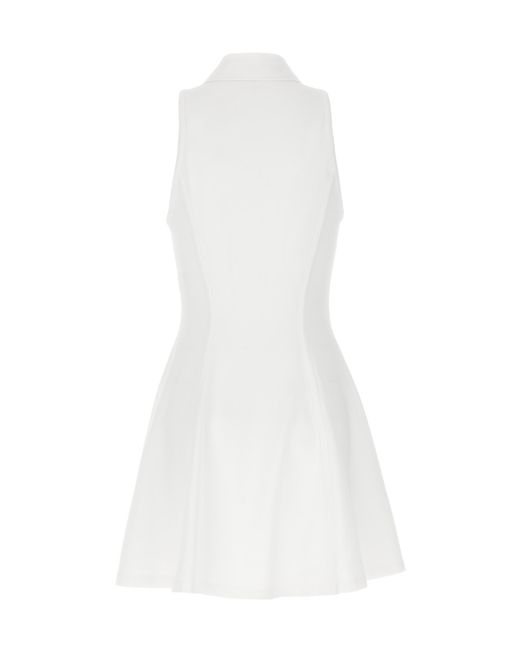Brunello Cucinelli White Logo Embroidered Sleeveless Dress