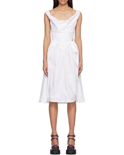 Vivienne Westwood White Sunday Draped Midi Dress