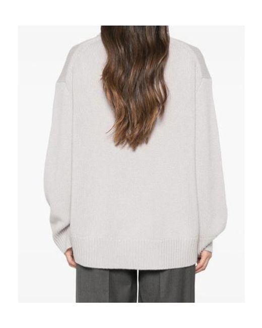 Lisa Yang White Long-Sleeve Crew-Neck Sweater