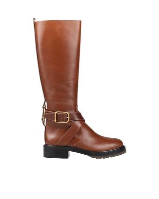 Chloé Brown Solid Color Round-Toe Ankle Boots