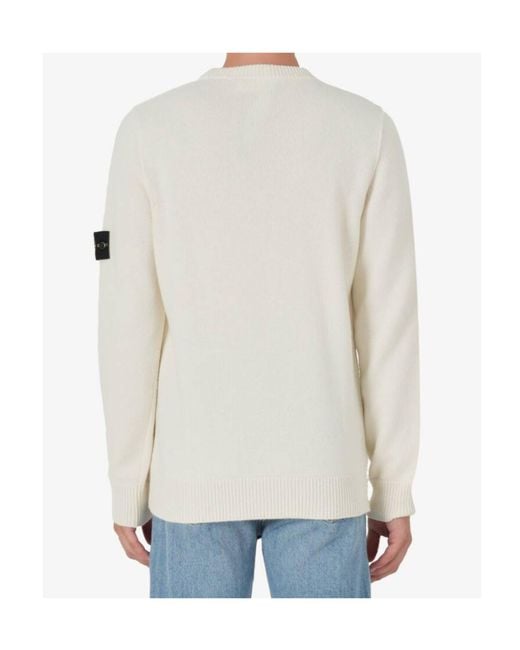 Stone Island White Crew-Neck Sweater for men