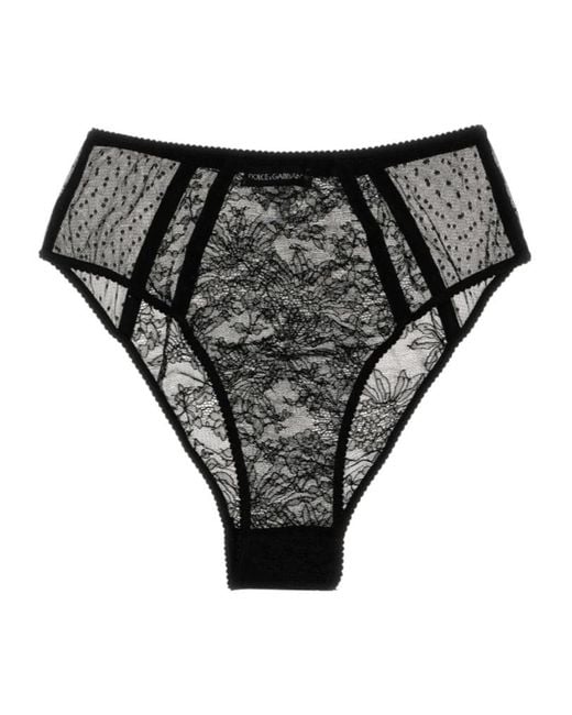 Dolce & Gabbana Black High Waist Lace Detailed Briefs