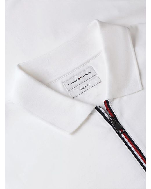 Tommy Hilfiger White Regular Fit Fluid Cotton Polo Shirt for men
