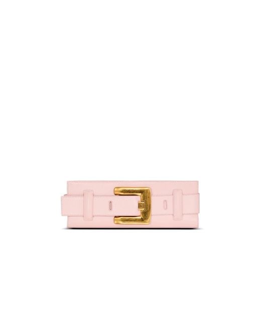 Balmain Pink Anthem Smooth Leather Clutch