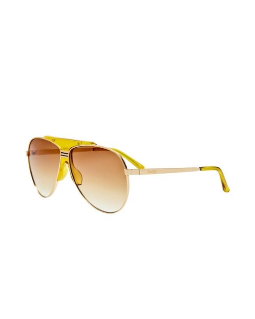 Linda Farrow Metallic Aviator Sunglasses