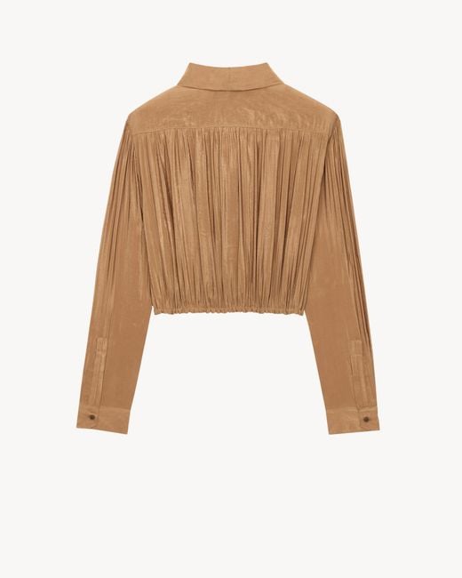 Saint Laurent Natural Lavallière Drop-Shoulder Blouse
