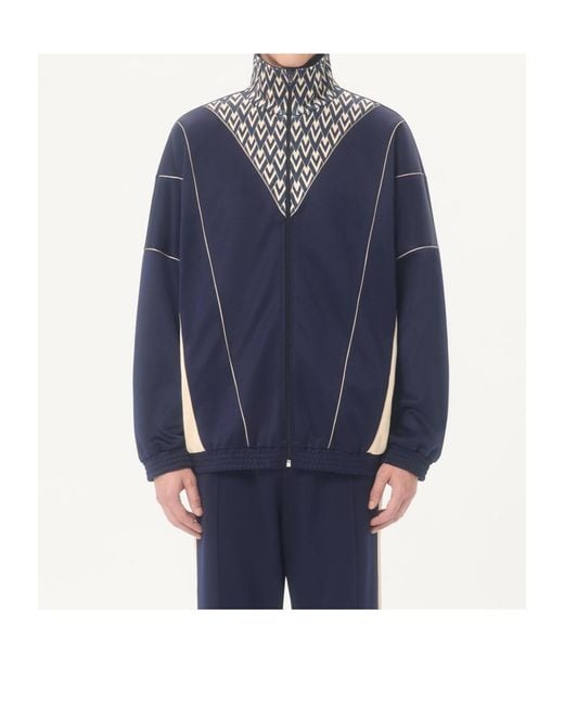 Valentino Blue Zipper And Inlaid Toute La V Print Sweatshirt for men