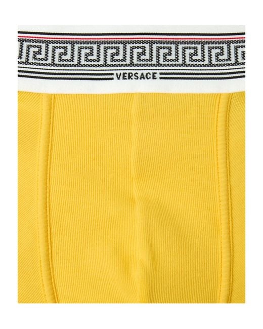 Versace Yellow Ribbed Jersey Trunks for men