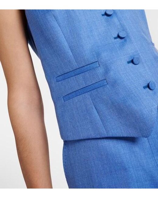 Gabriela Hearst Blue Coleridge Wool, Silk, And Linen Vest