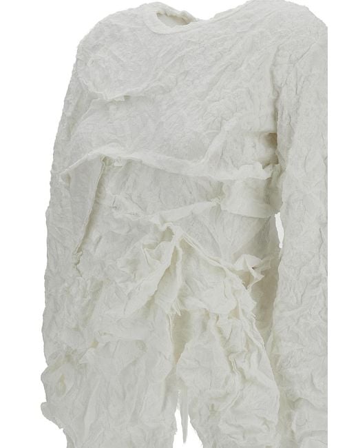 Comme des Garçons White Comme Des Garçons Ruffled Top