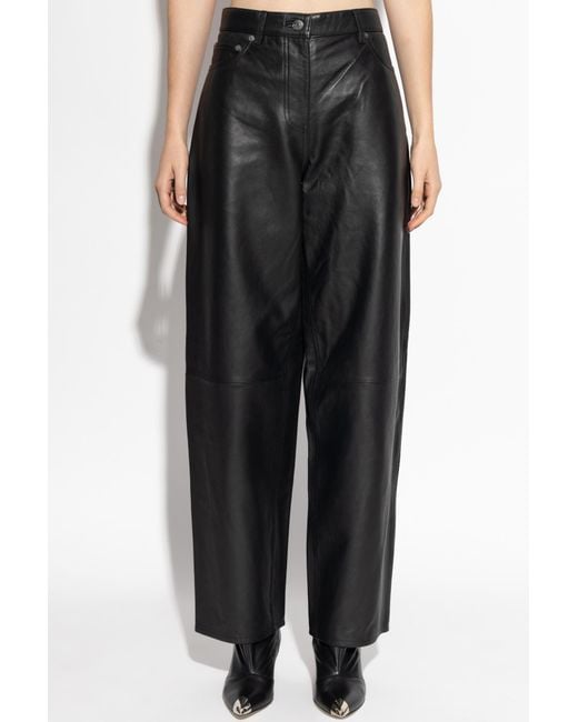 Samsøe & Samsøe Black Saharpal Leather Panelled-Design Trousers