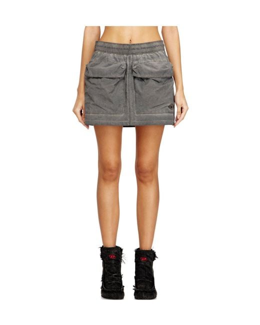 DIESEL Gray O-Cean-S1 Faded Mini Skirt