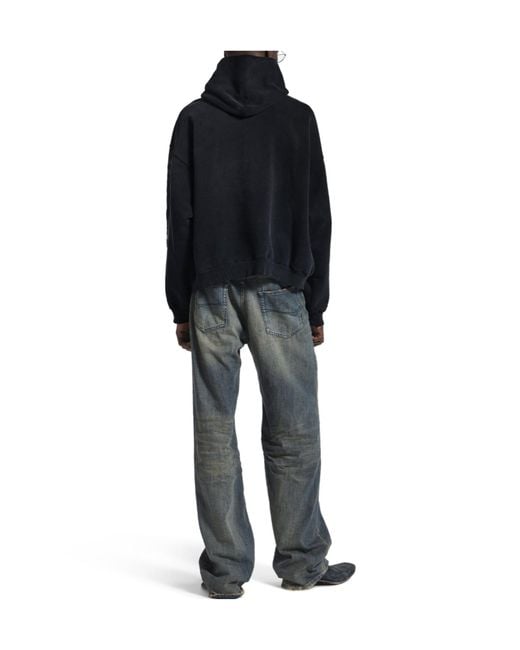Balenciaga Blue Logo Embroidered Hoodie for men