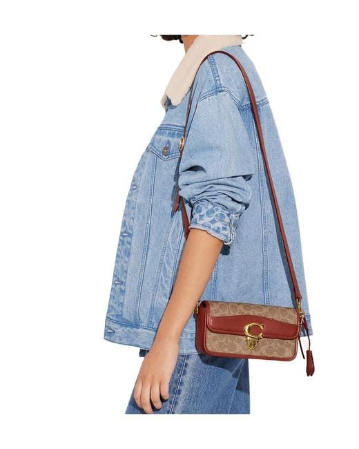 COACH Brown Studio Monogram Print Shoulder Bag