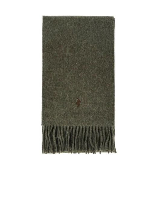 Polo Ralph Lauren Green Little Horse Double-Sided Tassel Scarf