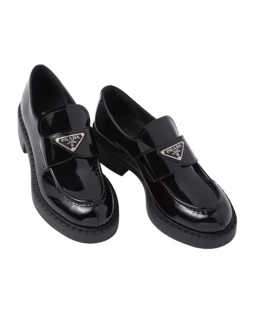 Prada Black Triangle Logo Slip-On Loafers