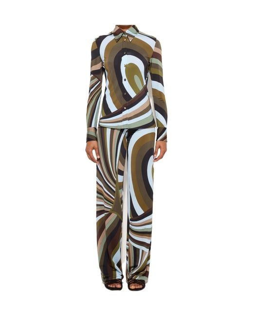 Emilio Pucci Multicolor Pucci Iride Flared Print Pants