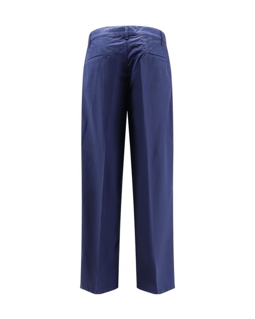 Aspesi Blue Pleated Straight-Leg Trousers for men