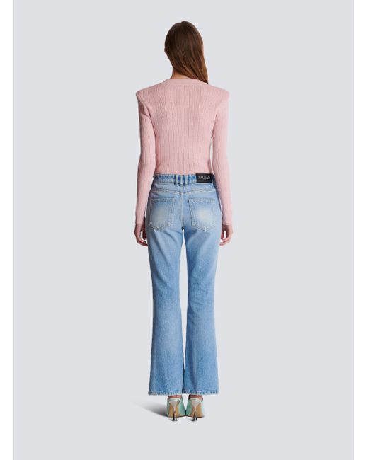 Balmain Blue Logo Horn Denim Pants