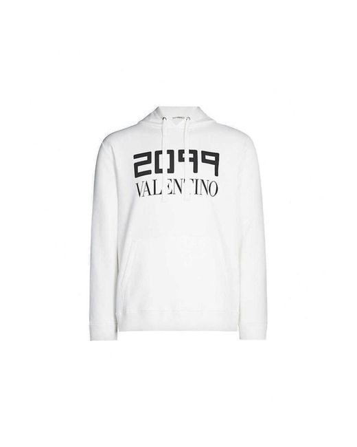 Valentino White 2099 Logo-Print Hoodie for men