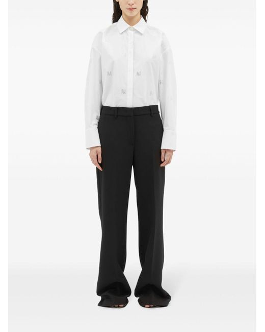 MSGM Black High-Waisted Straight Leg Trousers