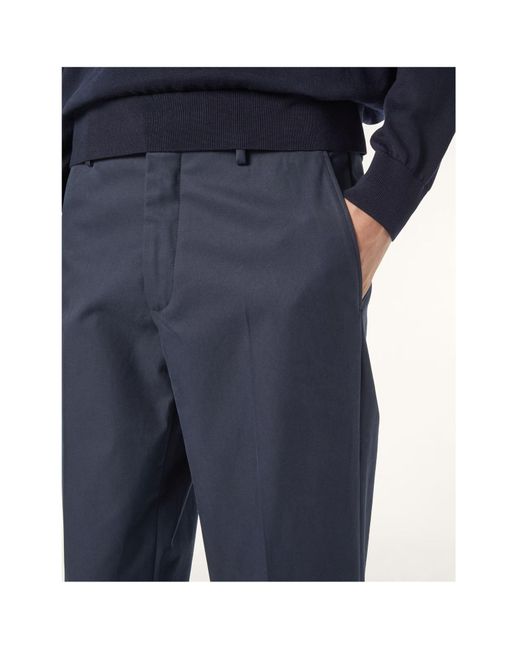 Loro Piana Blue Jarno Pressed Crease Trousers for men