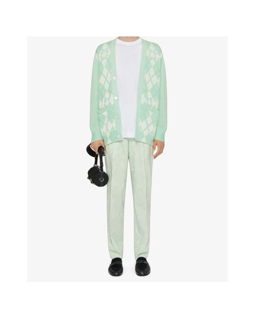 Givenchy Green Monogram 72 Argyle Knit Cardigan for men