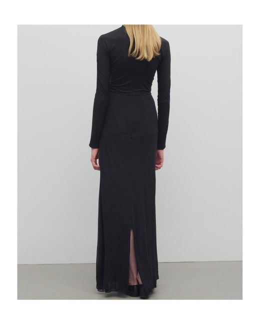 The Row Black Draped-Detail Maxi Dress