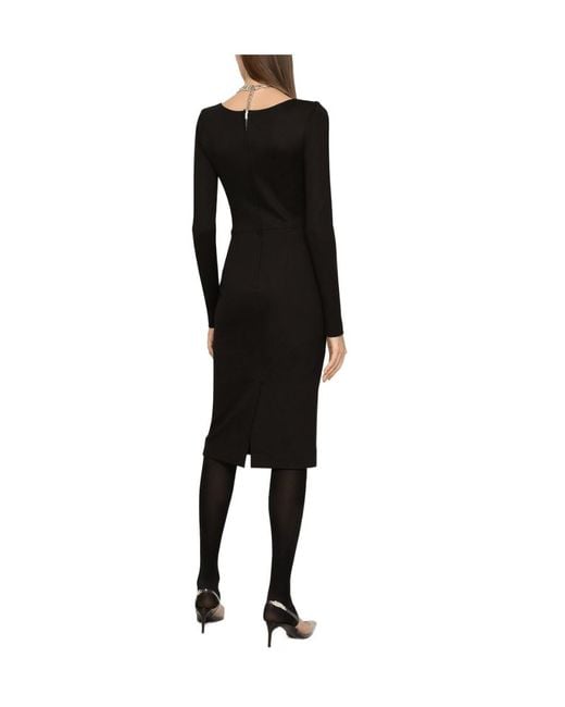 Dolce & Gabbana Black Dg Logo Midi Dress