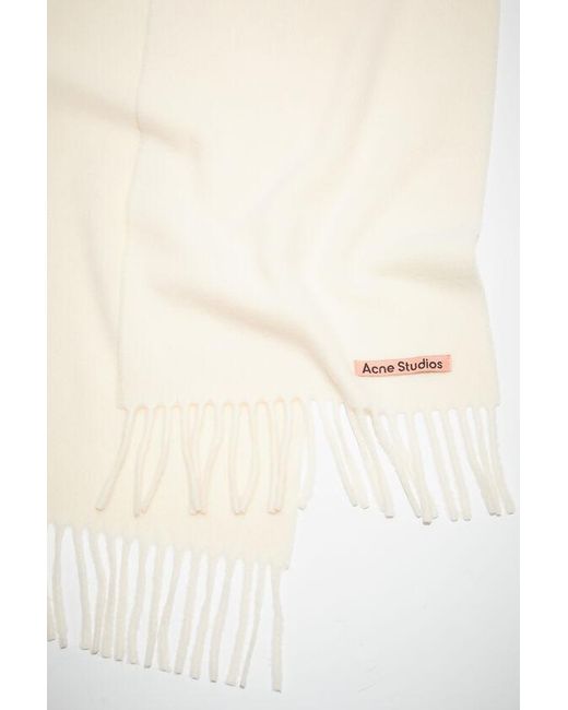 Acne White Logo-Patch Wool Scarf for men