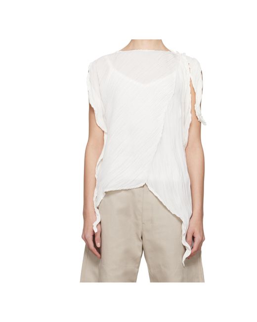 Issey Miyake White Wrinkled And Twisted
