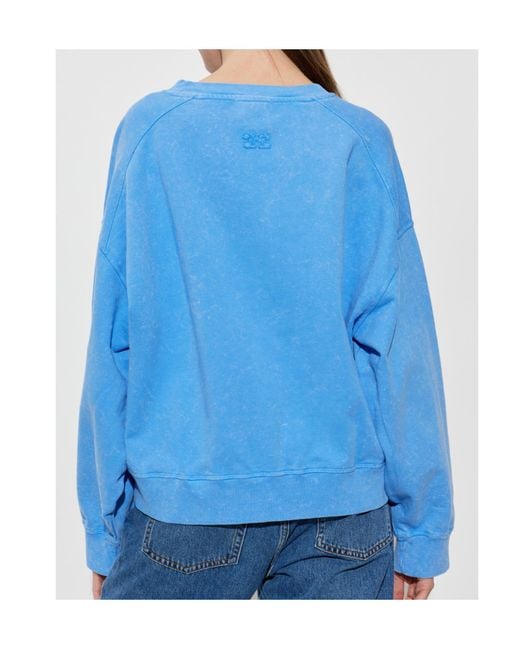 Ganni Blue Logo-Print Sweatshirt