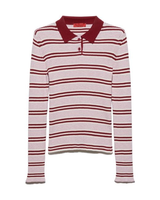 MAX&Co. Red Striped Polo-Neck Jumper
