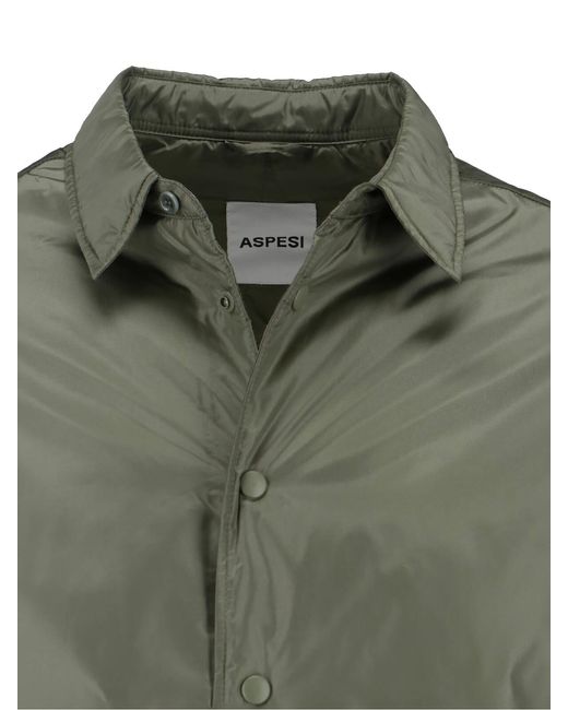 Aspesi Green Long Sleeved Press-Stud Jacket for men