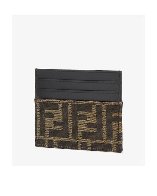 Fendi Black Ff Jacquard Open Top Card Holder for men