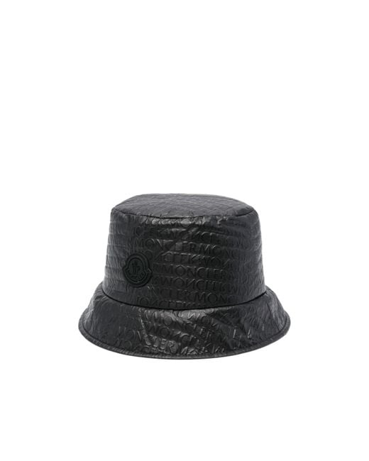 Moncler Black Logo Patch Quilted Bucket Hat
